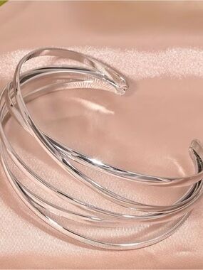 Silver Multi-Band Cuff Bracelet - Women Jewelry